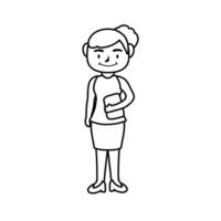 teacher female worker character line style icon vector