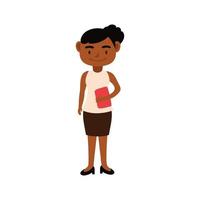 icono de personaje trabajadora profesora afro vector