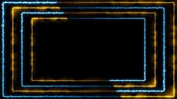 quatro bordas de laser com luz de energia de brilho dourado e azul movendo-se