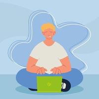 guy using laptop vector