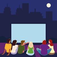 people screen cinema vector