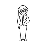 teacher female worker with eyeglasses line style icon vector