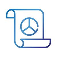 paper with peace and love symbol gradient style icon vector