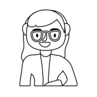 teacher female worker with eyeglasses line style icon vector