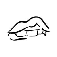 sexi mouth and teeth pop art line style icon vector