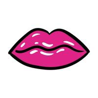 sexi mouth pop art line and fill style icon vector