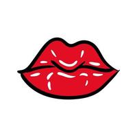 sexi mouth pop art line and fill style icon vector