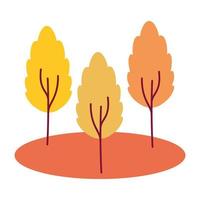 autumn trees cultivating plants ecology scene vector