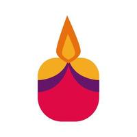 diwali candle flat style icon vector