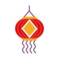 icono de estilo plano de decoración colgante de lámpara de papel diwali vector