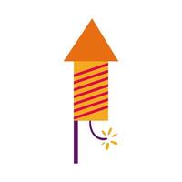 diwali rocket firework with lines flat style icon vector