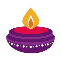 diwali candle flat style icon vector