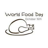 world food day celebration lettering with turkey line style vector