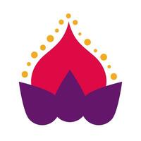 diwali lotus flower petals decoration flat style icon vector