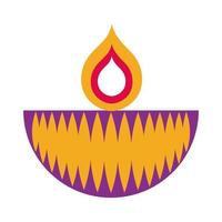 diwali candle flat style icon vector