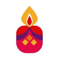 diwali candle flat style icon vector