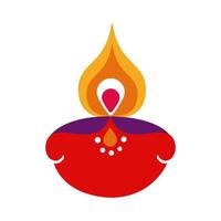 diwali candle flat style icon vector