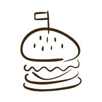 hamburger fast food line style icon vector