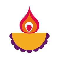 diwali candle flat style icon vector