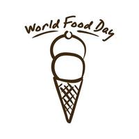 letras de celebración del día mundial de la comida con estilo de línea de helado vector