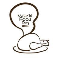 world food day celebration lettering with meat turkey line style vector