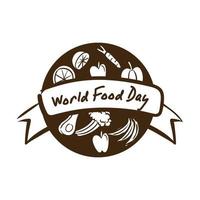 world food day celebration lettering with healthy food line style vector