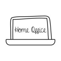 home office campaing lettering in laptop line style vector