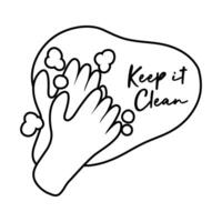 keep it clean campaing lettering with hands line style vector