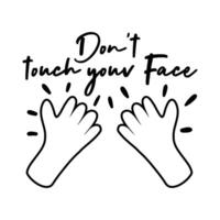 dont touch your face campaing lettering with hands line style vector