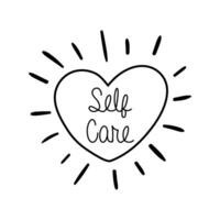 self care campaing lettering with heart line style vector