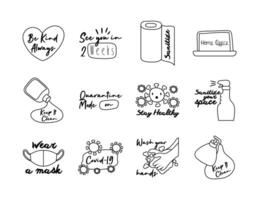 bundle of twelve campaing letterings line style icons vector