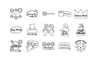 bundle of fifteen campaing letterings line style icons vector