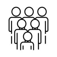 grupo de figuras de trabajadores en equipo icono de estilo de línea de coworking vector