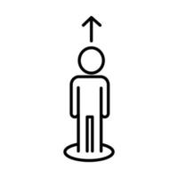avatar de figura humana con icono de estilo de línea de flecha hacia arriba vector
