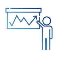 human figure avatar with statistics in paperboard gradient style icon vector