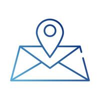 envelope with pin location gradient style icon vector