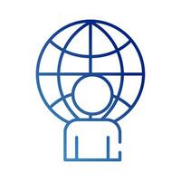 human figure avatar with sphere planet gradient style icon vector