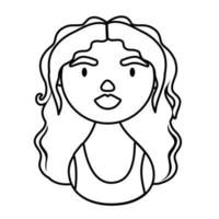 personaje de mujer con cabello largo icono de estilo de línea de herencia nacional hisp vector