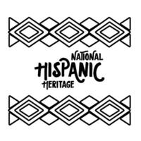 national hispanic heritage lettering in ethnic frame line style icon vector