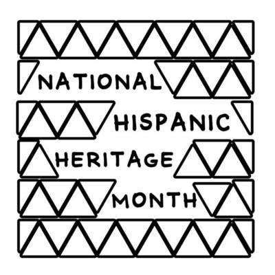 national hispanic heritage lettering with triangles pattern frame line style