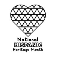 national hispanic heritage lettering in heart line style icon vector