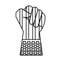 hand fist with usa elections flag line style icon vector