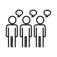 teamworkers with speech bubbles talking coworking line style icon vector