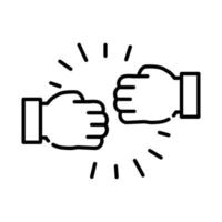 handshake fists line style icon vector