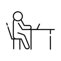 human figure in laptop computer avatar line style icon vector