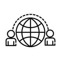 teamworkers with sphere browser coworking line style icon vector