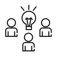 teamworkers figures with bulb coworking line style icon vector