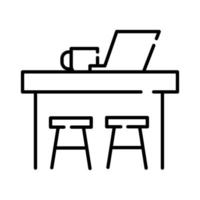 laptop and coffee cup line style icon vector