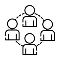 teamworkers around coworking line style icon vector