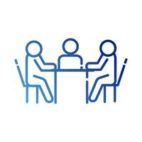 teamworkers in table coworking gradient style icon vector